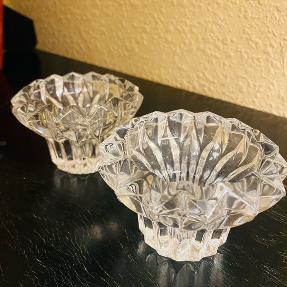 Glass Candle holders, pair - Picture 2 of 4